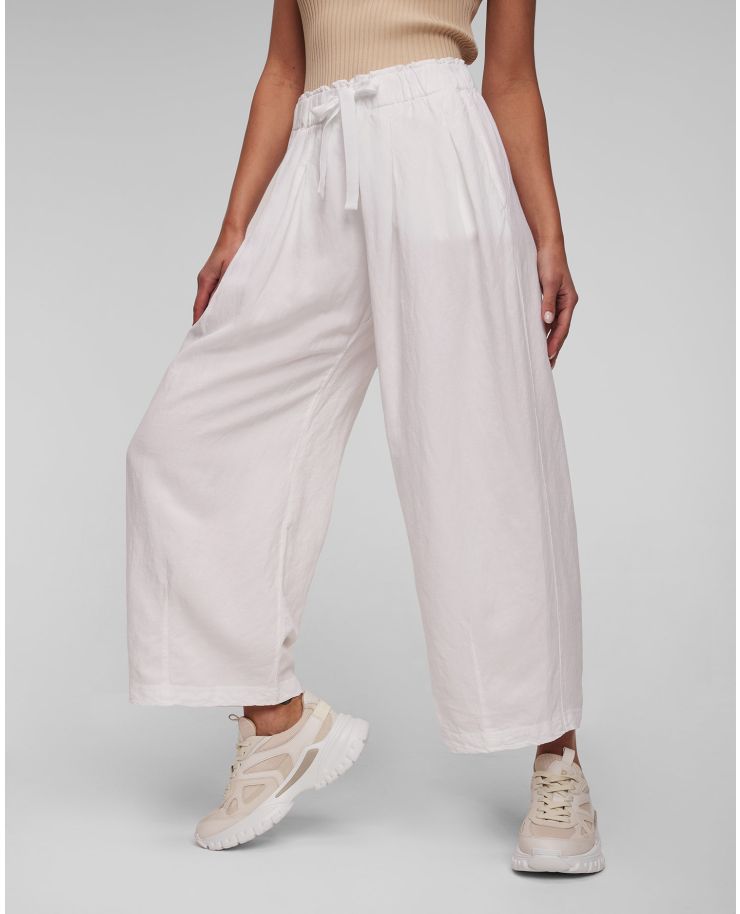 Pantaloni albi din in pentru femei Deha