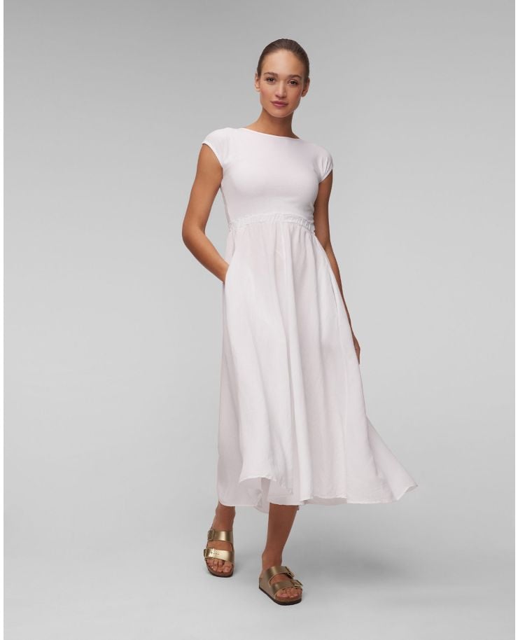 Rochie albă de vară din in pentru femei Deha