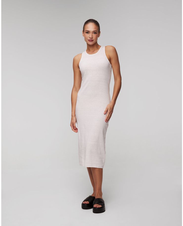Women's white summer knit dress with linen Deha