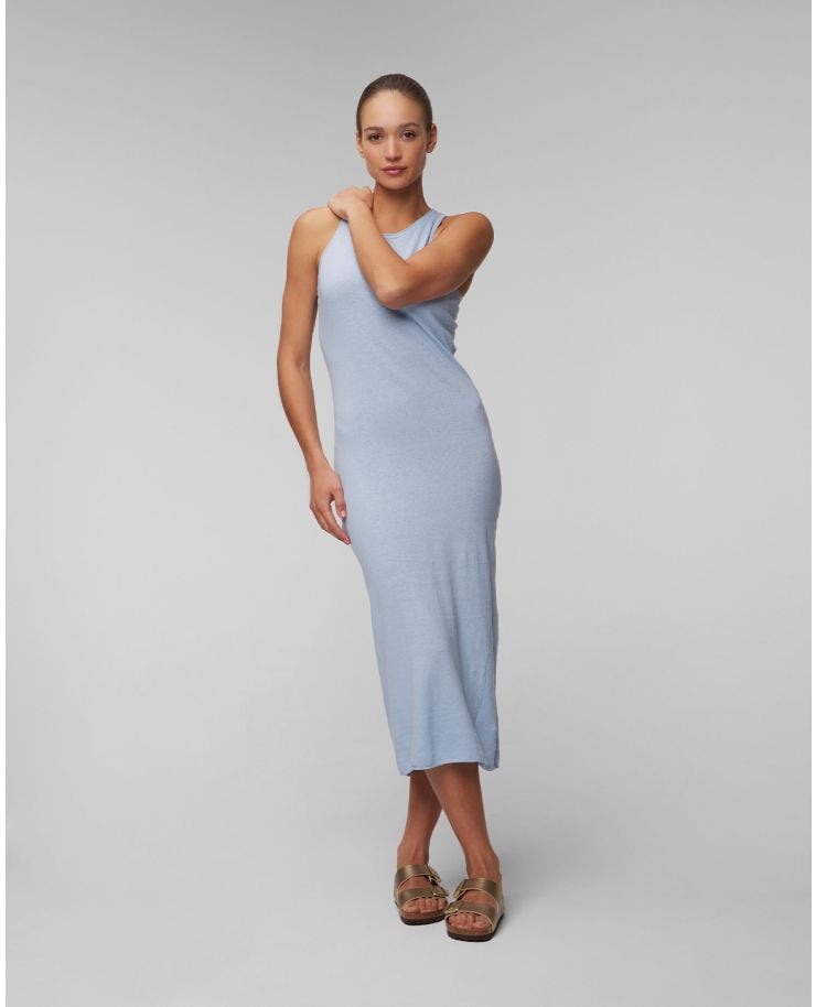Women’s blue summer knit dress with linen Deha