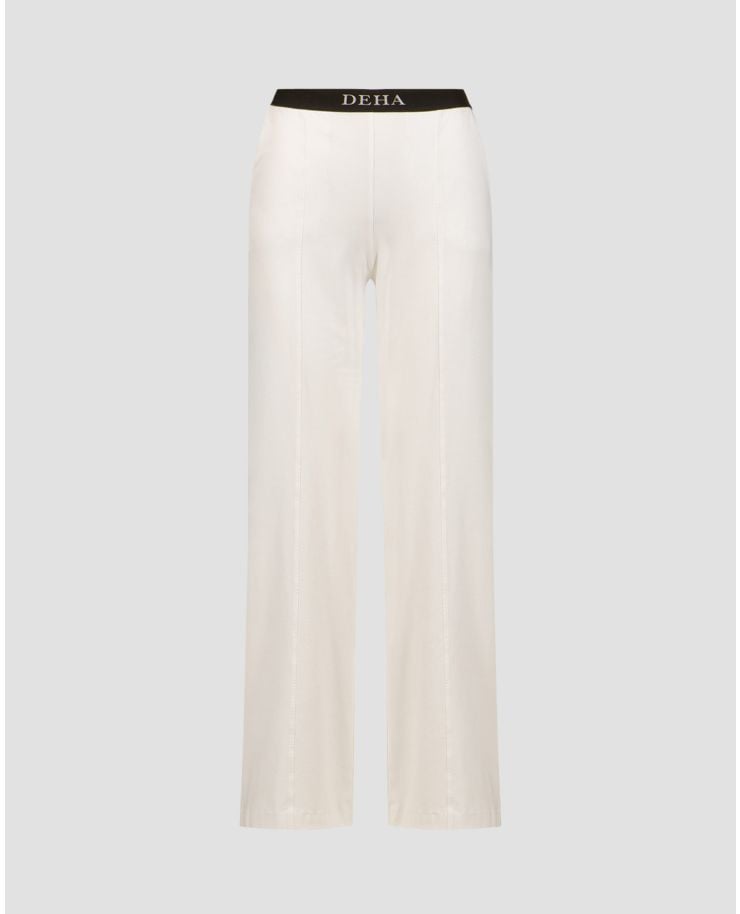 Białe spodnie z szerokimi nogawkami damskie Deha