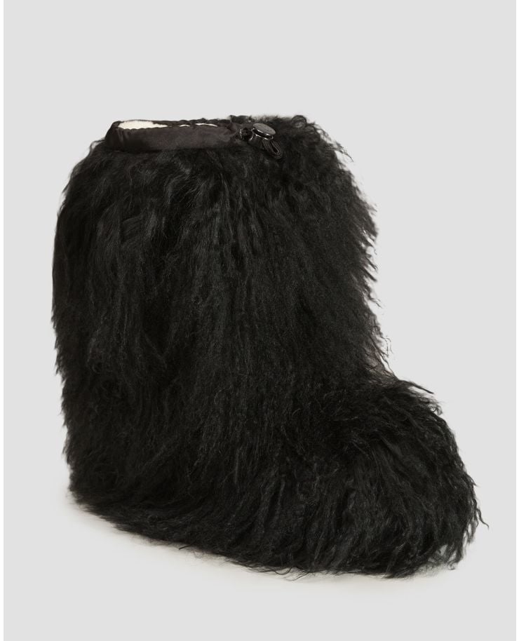 Women's furry yeti snow boots BOGNER Les Arcs 3 B black