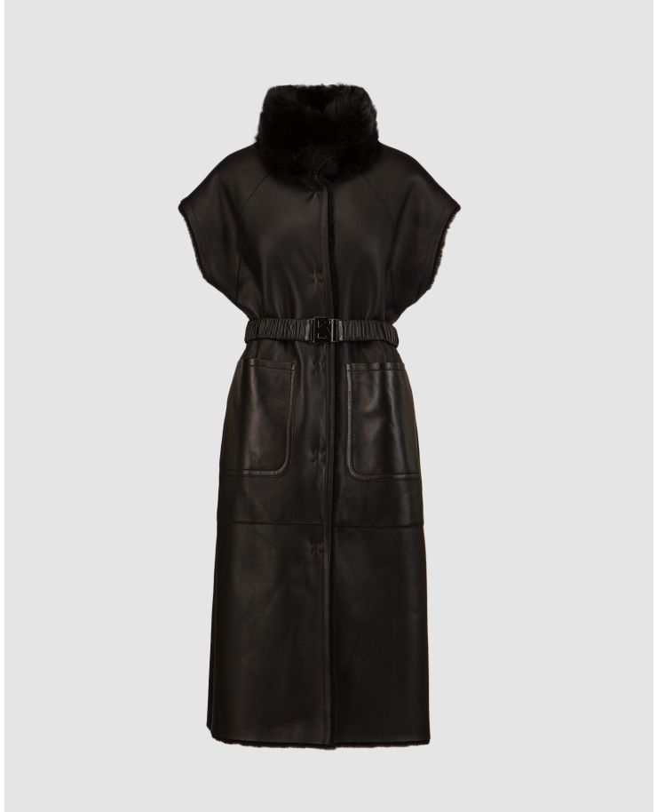 Black long double-sided women's leather gilet BOGNER Xenia-L