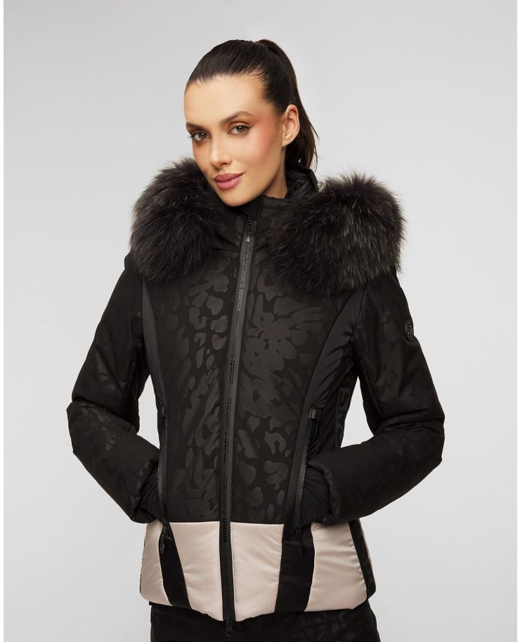 Black women's ski jacket with fur Sportalm