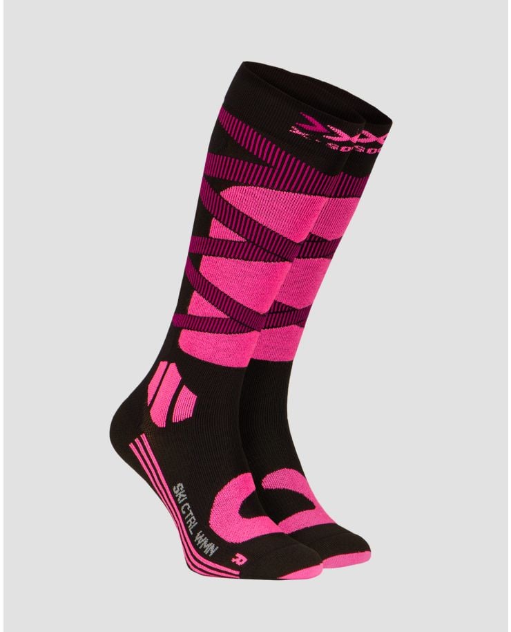 Calzini nero-rosa da sci da donna X-Socks Ski Control 4.0