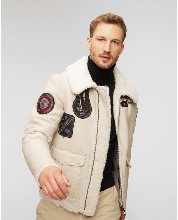Men's leather jacket Aeronautica Militare