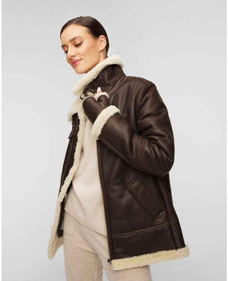 Jachetă din piele pentru femei cu mănuși Aeronautica Militare