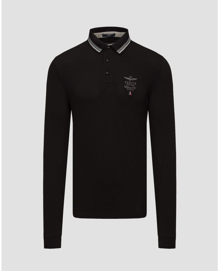 Men's black polo shirt Aeronautica Militare