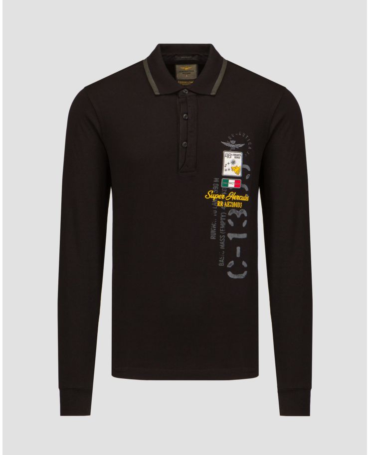 Men's black polo shirt Aeronautica Militare