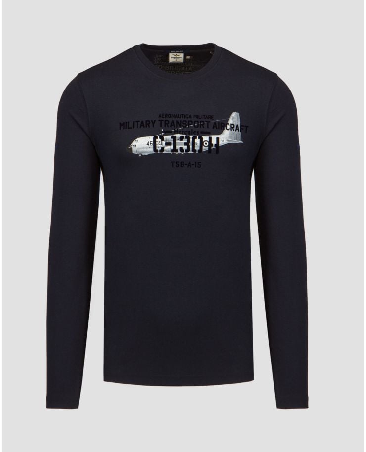 T-shirt à manches longues pour hommes Aeronautica Militare Bleu marine