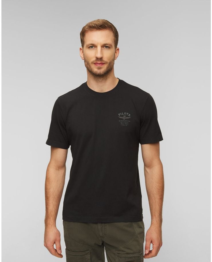 Noir t-shirt pour hommes Aeronautica Militare