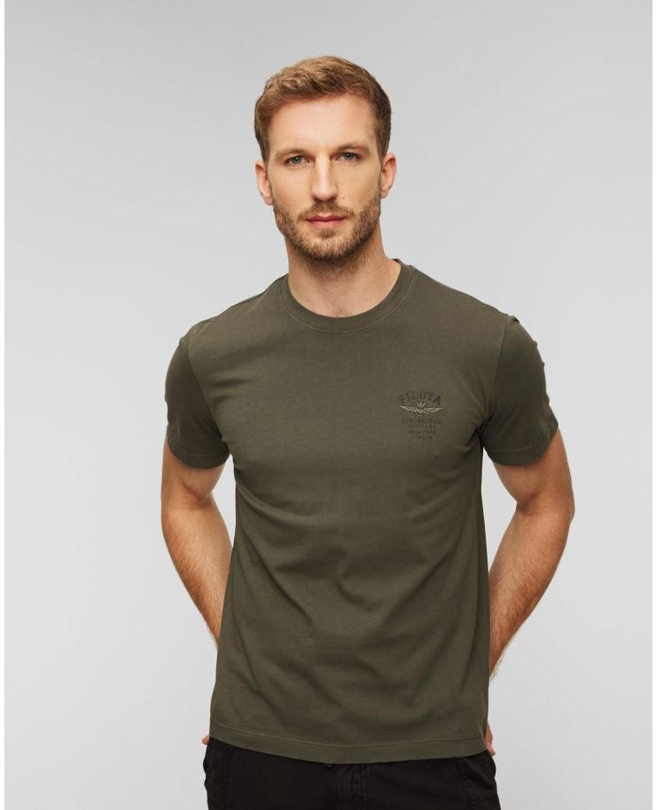 Zielony T-shirt męski Aeronautica Militare