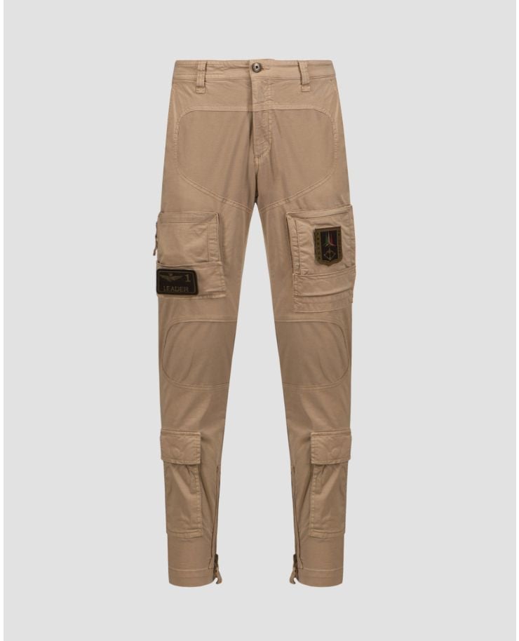 Béžové pánské kapsáčové kalhoty Aeronautica Militare