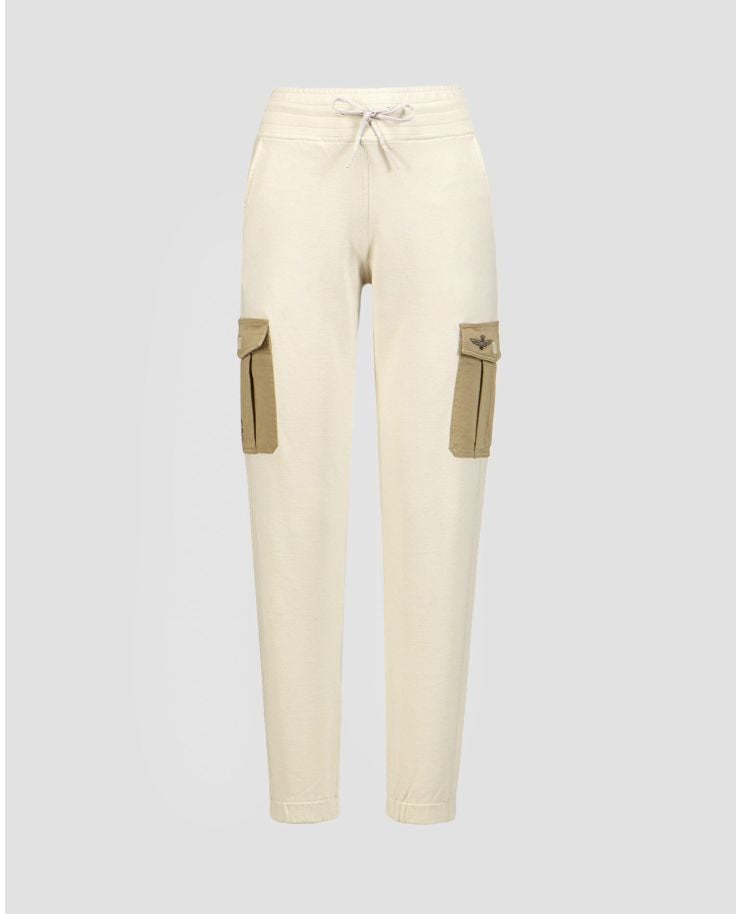 Beżowe spodnie dresowe damskie Aeronautica Militare