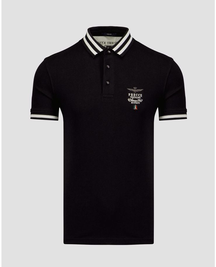 Tricou polo negru pentru bărbați Aeronautica Militare