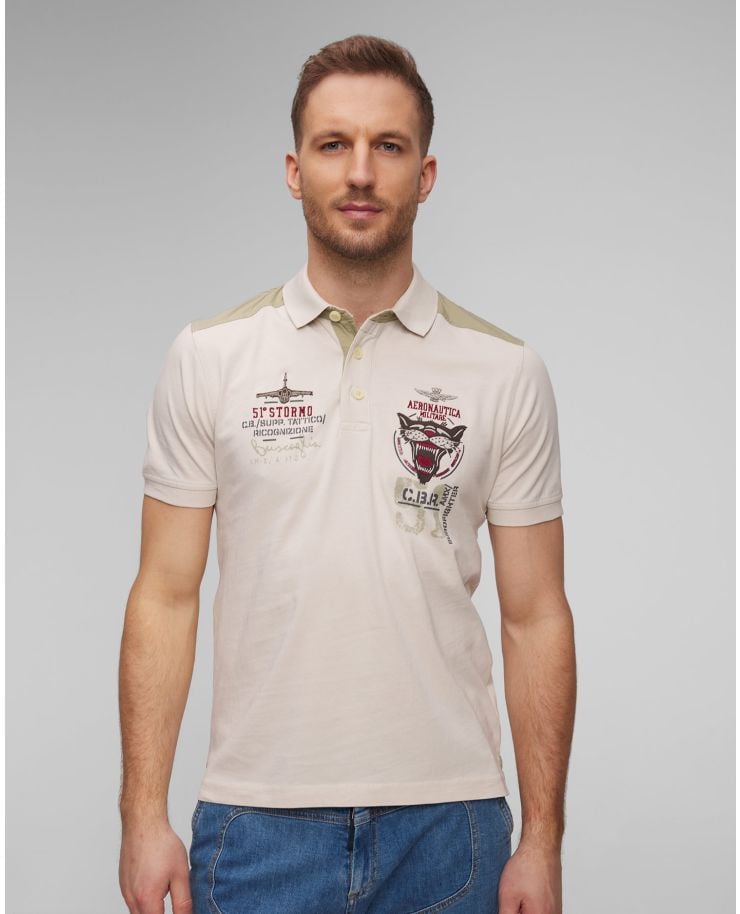 Tricou polo bej pentru bărbați Aeronautica Militare