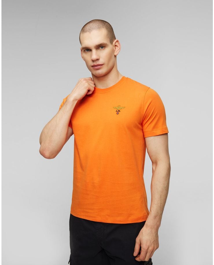 Pomarańczowy t-shirt męski Aeronautica Militare