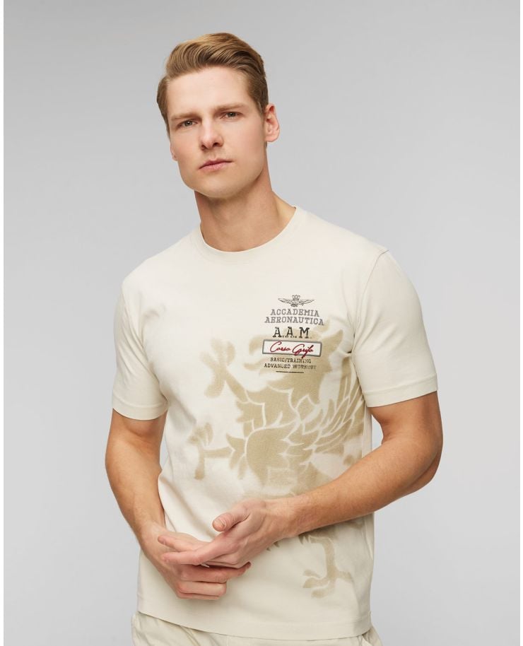 Beżowy t-shirt męski Aeronautica Militare