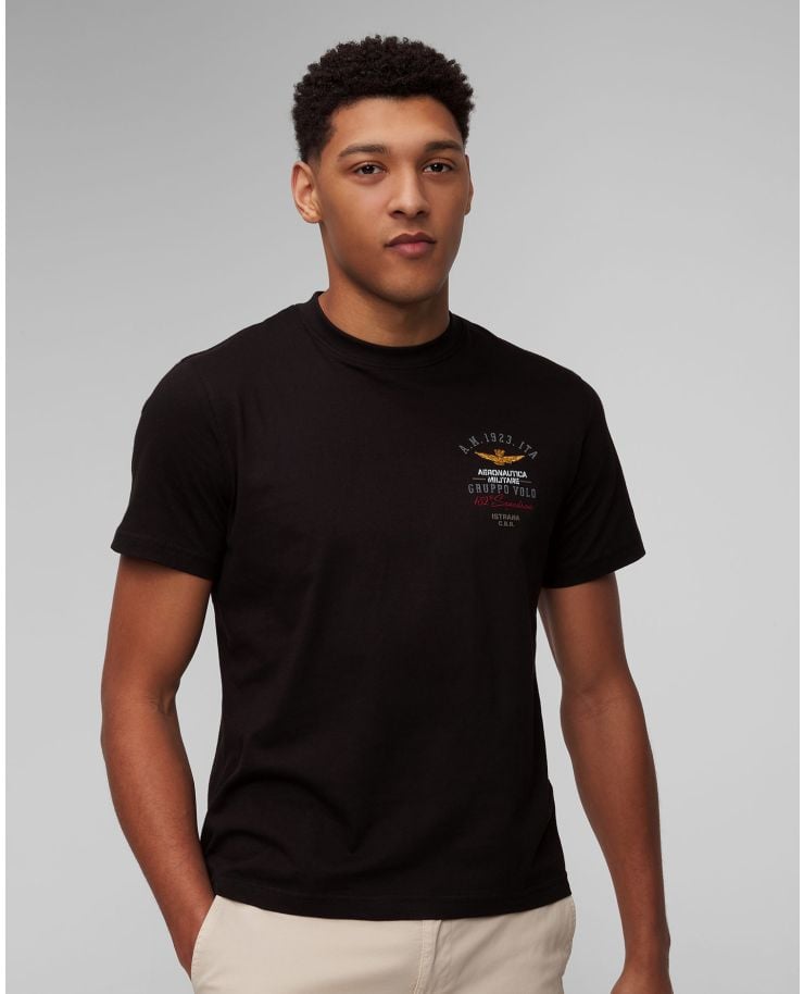T-shirt noir pour hommes Aeronautica Militare 