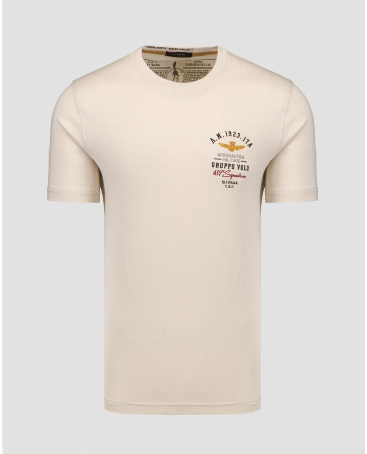 Beżowy t-shirt męski Aeronautica Militare