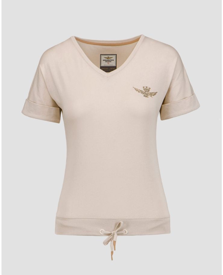 T-shirt beige da donna Aeronautica Militare
