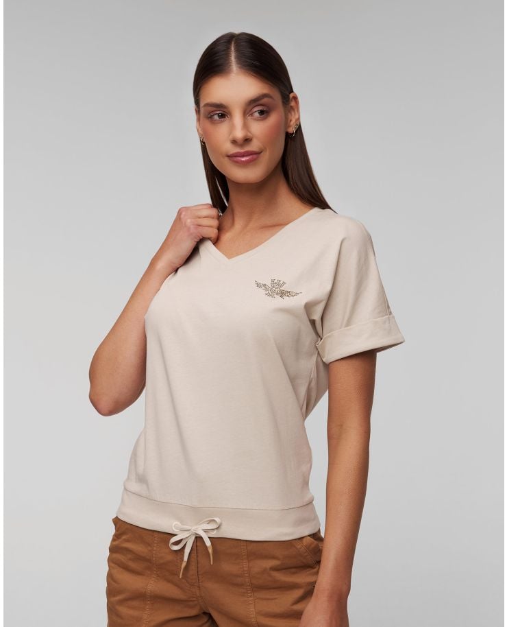 Beżowy t-shirt damski Aeronautica Militare