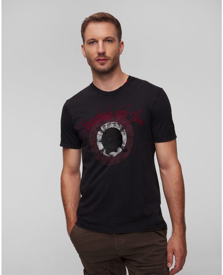 T-shirt noir pour hommes Aeronautica Militare 