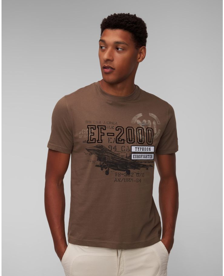 Brązowy T-shirt męski Aeronautica Militare