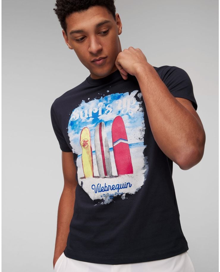 Granatowy T-shirt męski z printem Vilebrequin Portisol