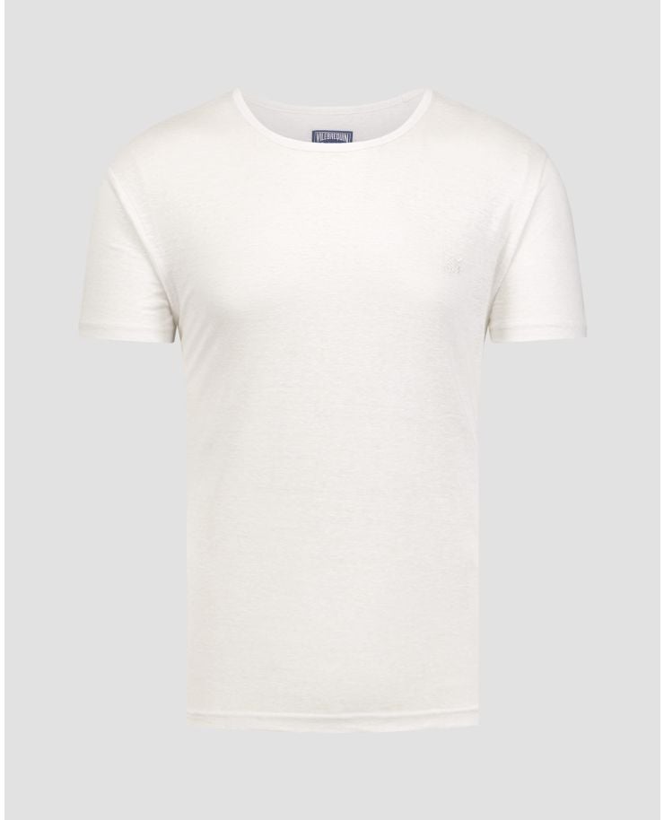 T-shirt in lino da uomo Vilebrequin Tiramisu bianca