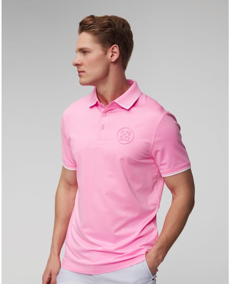 Polo rose pour hommes G/Fore Rib Collar Circle G's Embossed Tech Jersey Polo