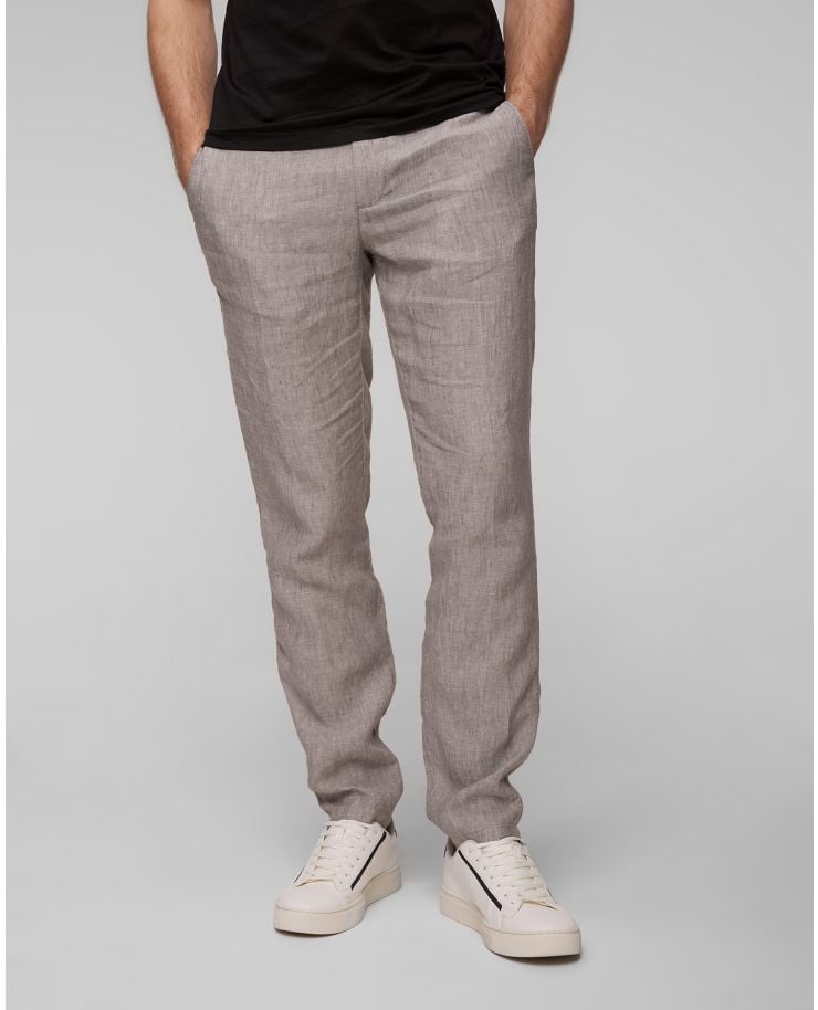 Men's grey linen trousers Alberto Steve-Luxury Linen