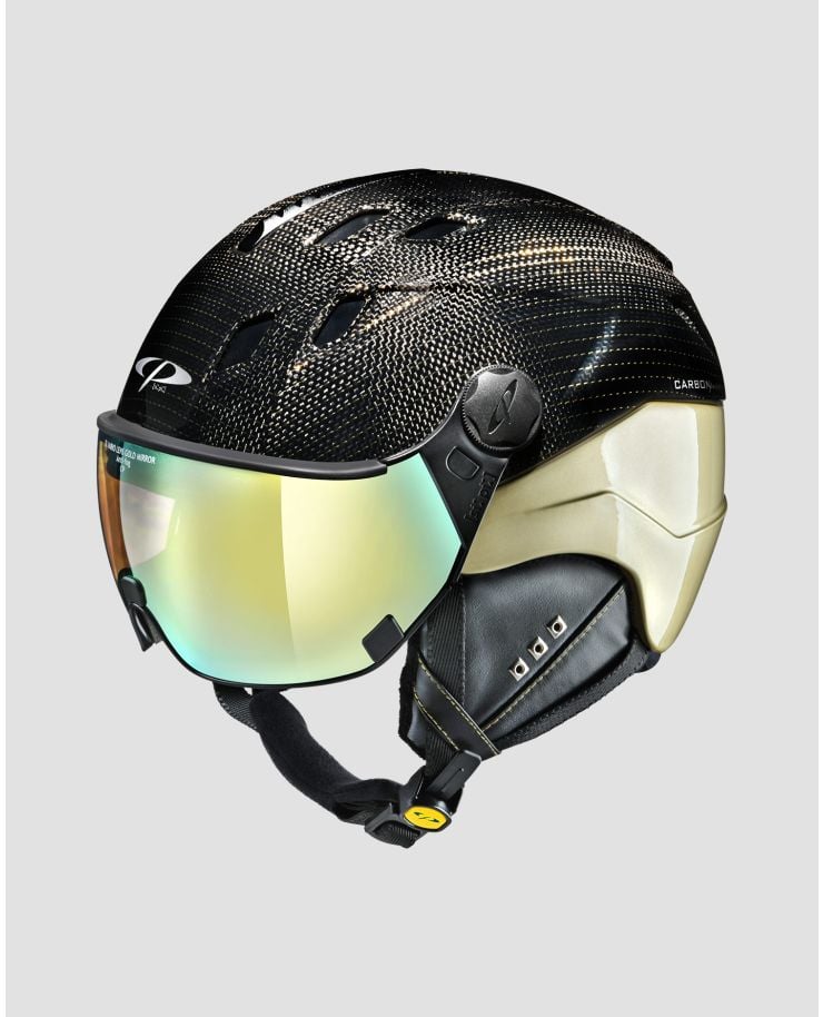 Karbonowy kask narciarski czarno-złoty CP premium helmets Corao+Carbon