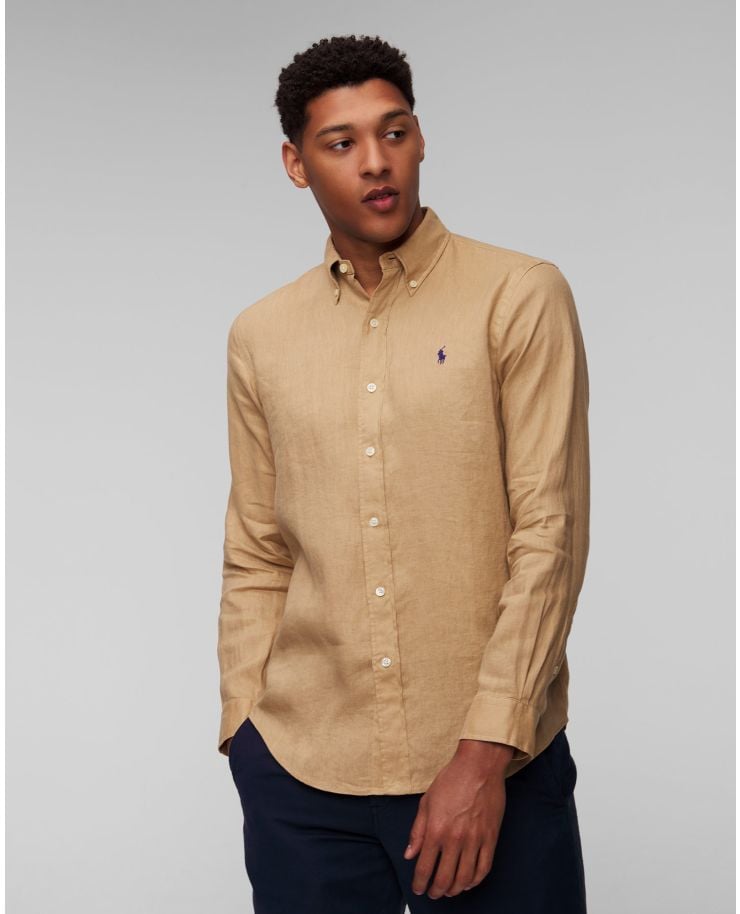 Pánská lněná košile Polo Ralph Lauren v Hnědé Barvě