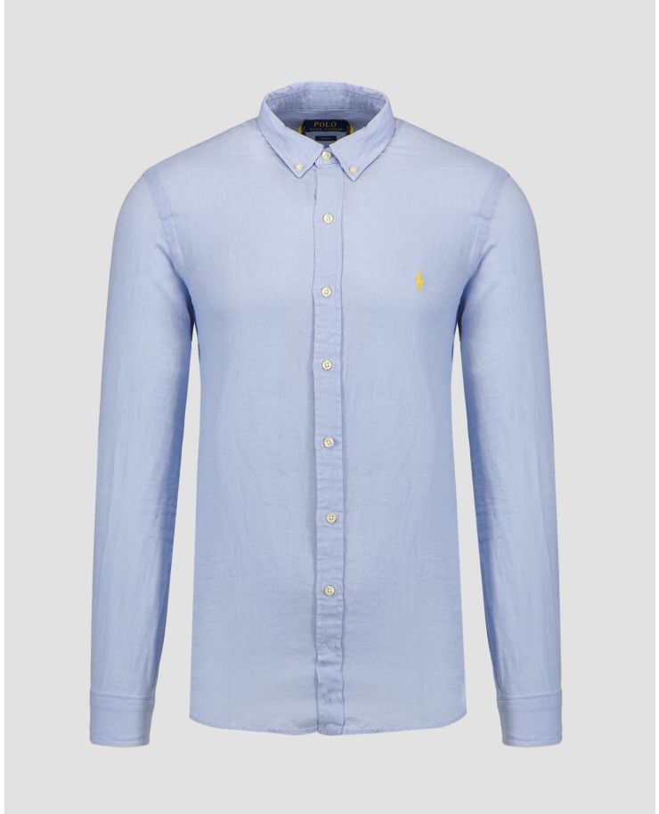 Modrá pánská lněná košile Polo Ralph Lauren