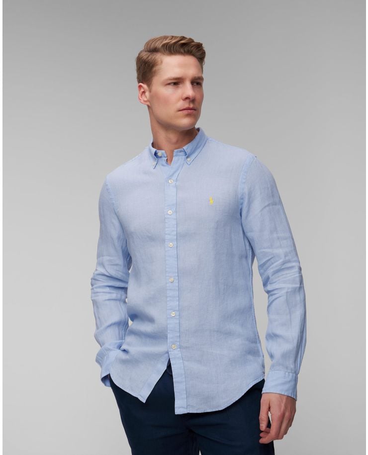 Pánska modrá ľanová košeľa Polo Ralph Lauren