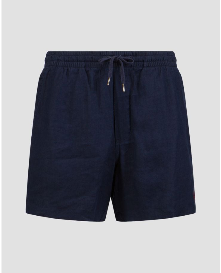Shorts blu scuro in lino da uomo Polo Ralph Lauren