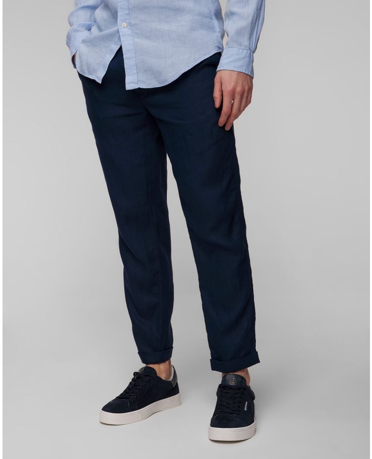 Tmavě modré pánské lněné kalhoty Polo Ralph Lauren