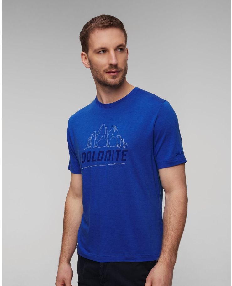 T-shirt bleu pour hommes Dolomite Cristallo Merino SS