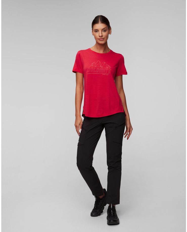 T-shirt rossa da donna Dolomite Cristallo Merino SS