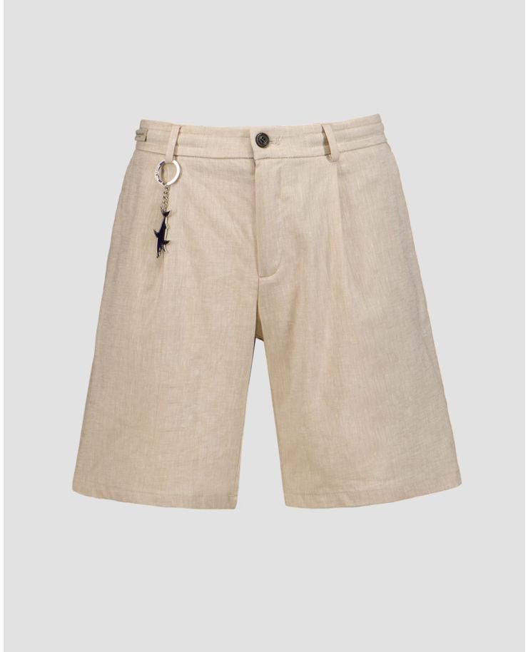 Men's beige shorts with linen Paul&Shark Bermuda Coulisse 1 Pince