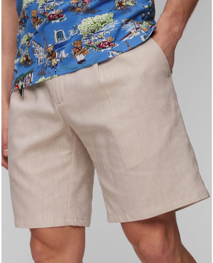 Pantalones cortos beige de hombre con lino Paul&Shark Bermuda Coulisse 1 Pince