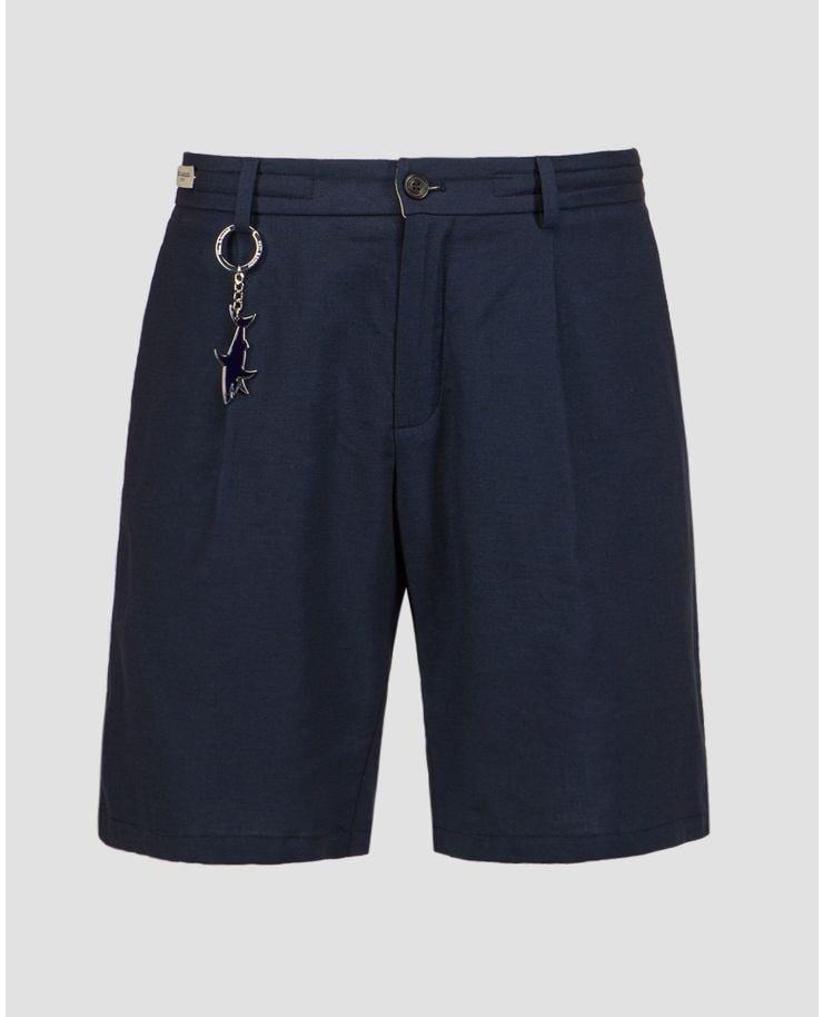 Pantalones cortos azul oscuro con lino de hombre Paul&Shark Bermuda Coulisse 1 Pince
