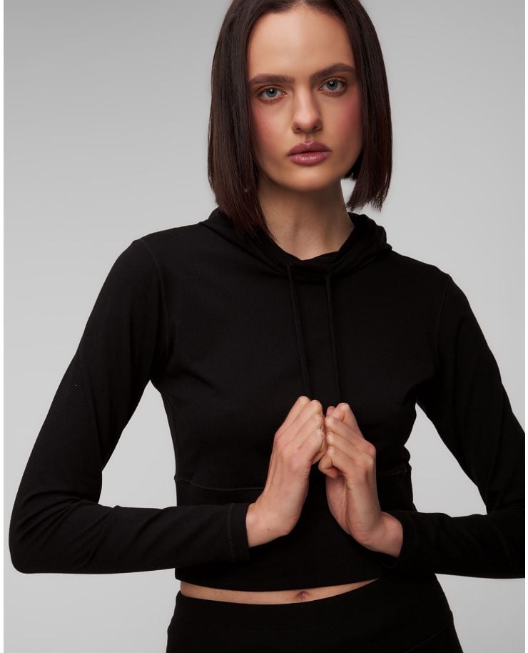 Casall Studio Hoodie Kurzes Fitness-Sweatshirt für Damen in Schwarz