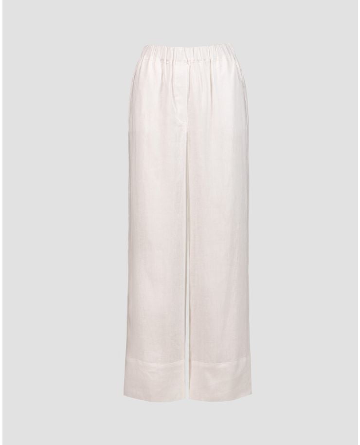 Bílé dámské kalhoty ze lnu Kori