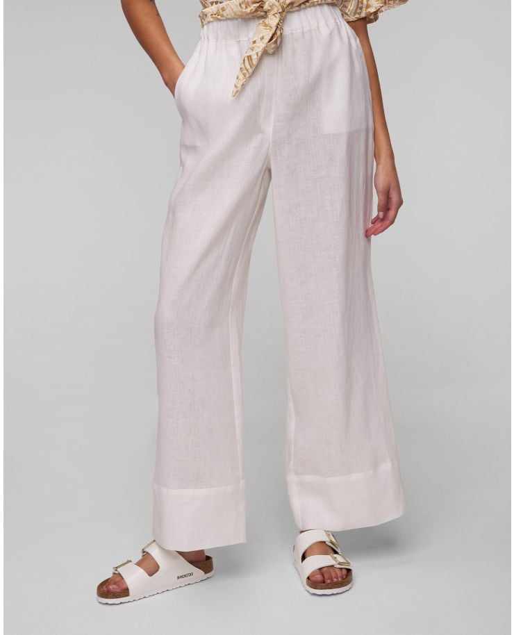 Bílé dámské kalhoty ze lnu Kori