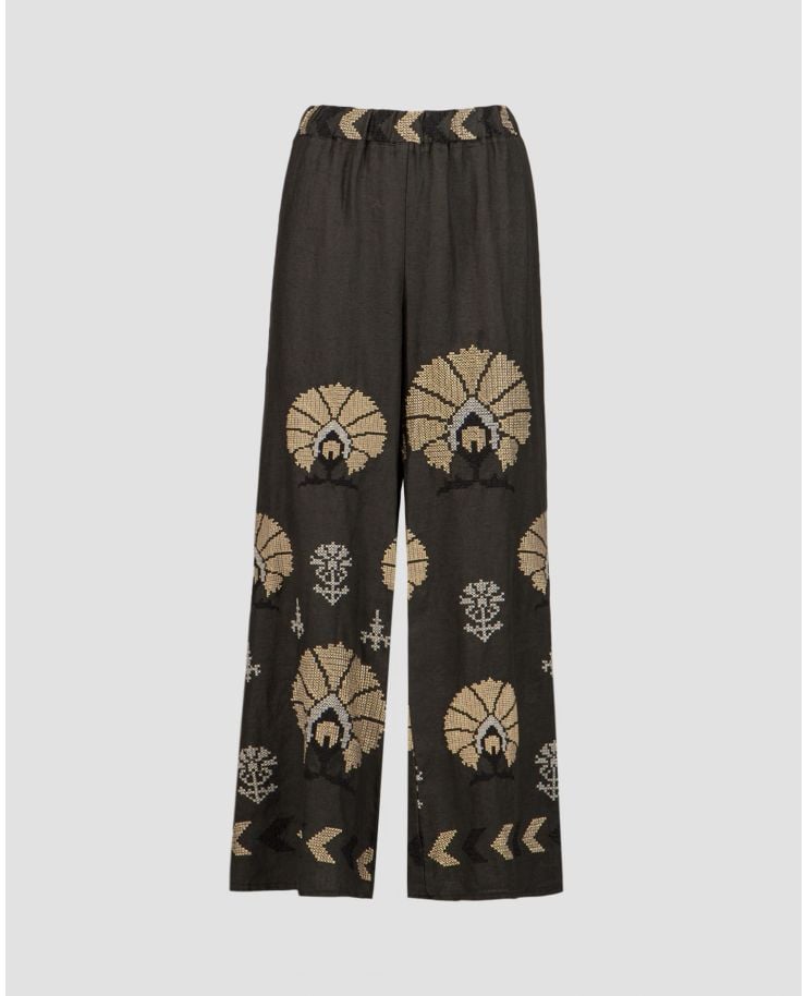 Šedé dámské kalhoty ze lnu Kori
