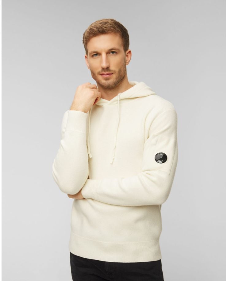 Men's white woollen hooded sweatshirt C.P. Company