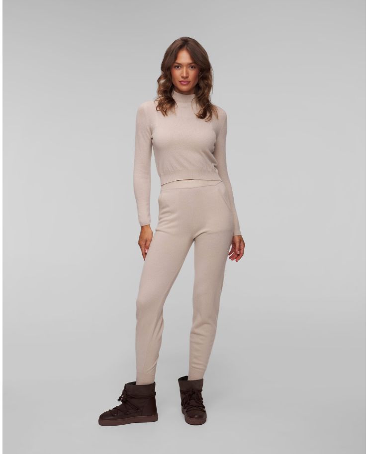 Pantaloni beige in cashmere da donna Allude