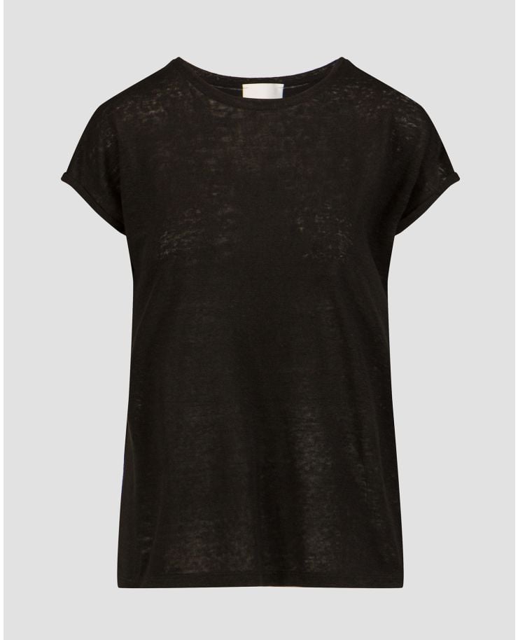 T-shirt nera di lino da donna Allude